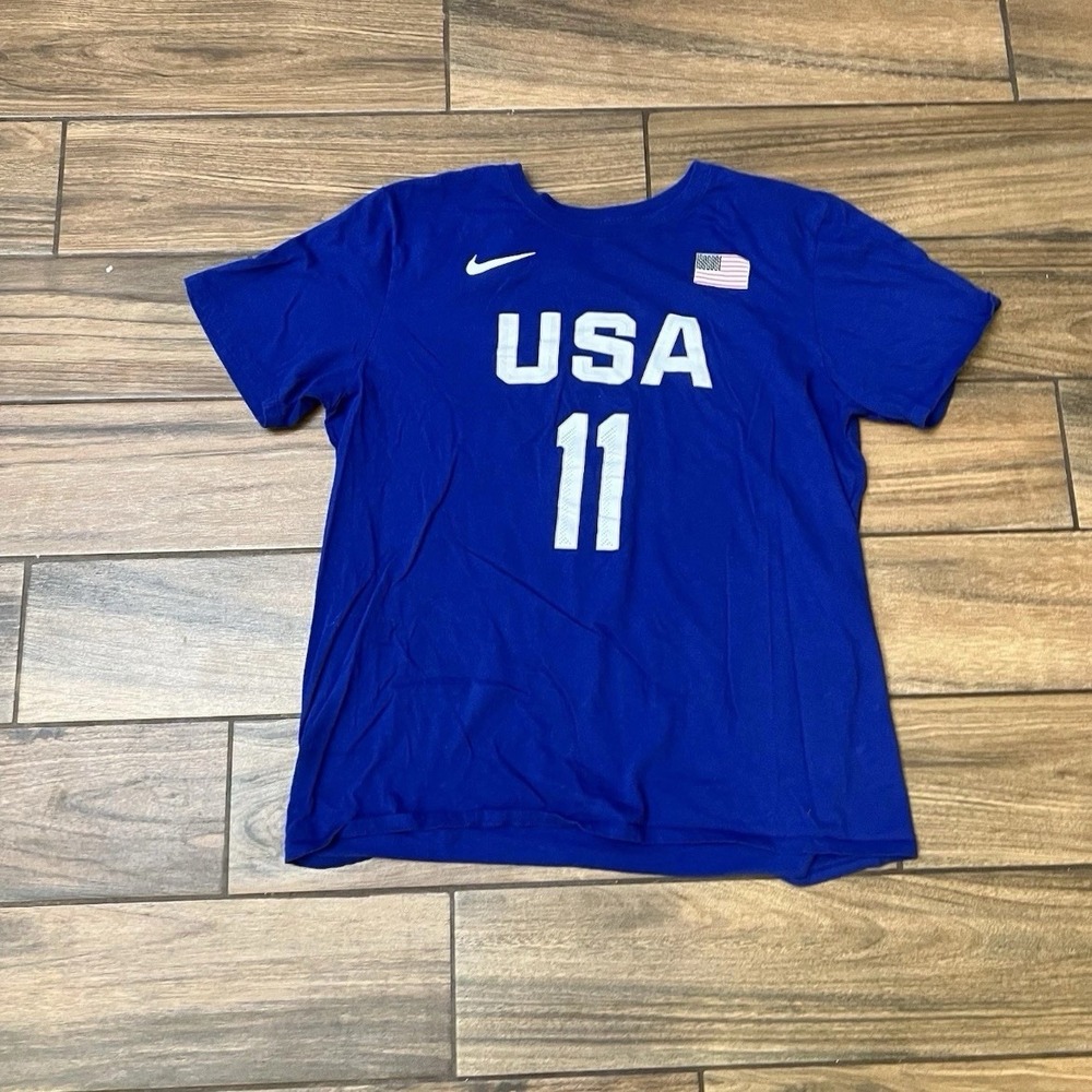 Nike Team USA Basketball T Shirt Mens XL Blue Klay Thompson 11 Athletic Tee